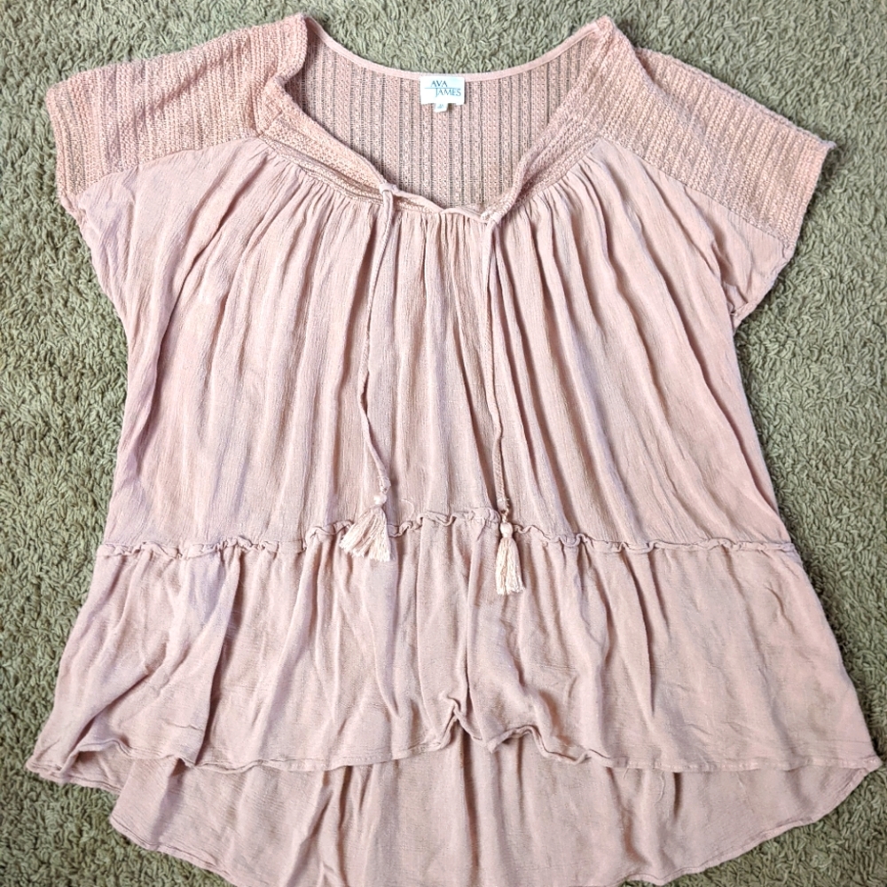 Woman's blush pink boho top 3xl
